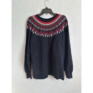 Lane Bryant Size 18/20 Fair Isle Metallic Ski Sweater G17